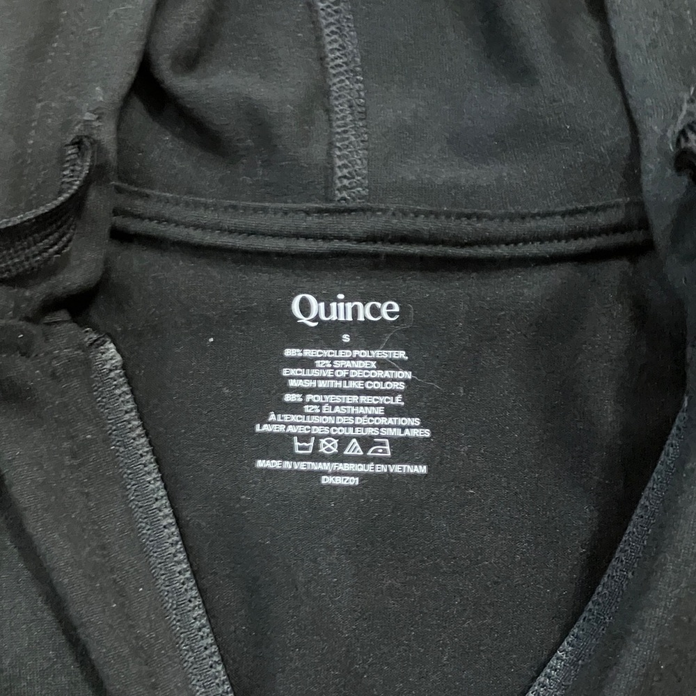 Quince Black Hooded Full-Zip Soft Knit Jacket Poly/Span Sz S EUC - Picture 2 of 5